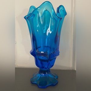 *Reduced* Fenton Colonial Blue Valencia Handkerchief Vase Footed Base
